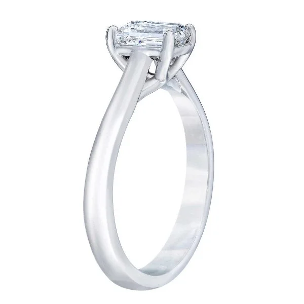 1 Carat Emerald Cut Diamond Solitaire Ring - Image 3