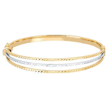 Polished Two-tone Triple Row Gold Bangle - Image 2