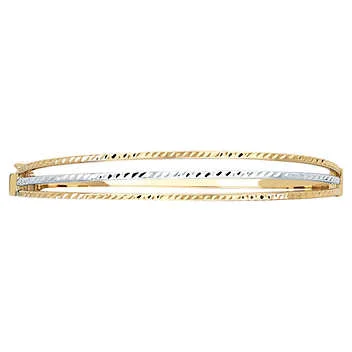 Polished Two-tone Triple Row Gold Bangle - Image 3