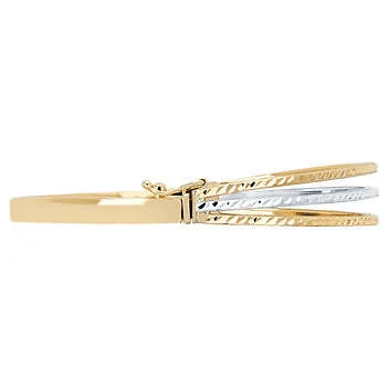 Polished Two-tone Triple Row Gold Bangle - Image 4