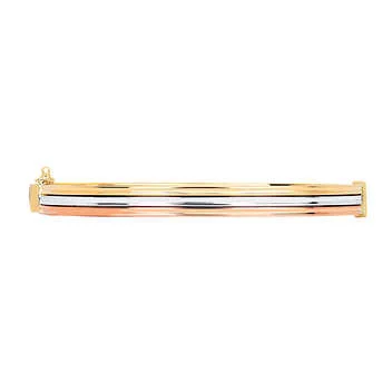 Polished Tri-Color Gold Layered Bangle - Image 3