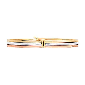 Polished Tri-Color Gold Layered Bangle - Image 4