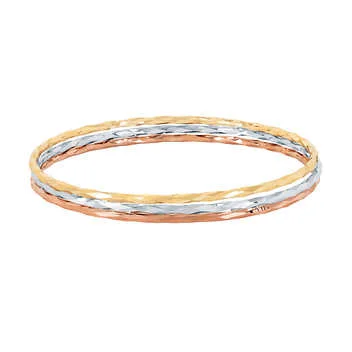 3 Piece Tri-tone Twisted Gold Bangle - Image 2