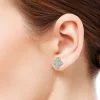 0.26 Carat Clover Shaped Round Diamond Stud Earrings