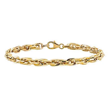 Polished Oval Link Gold Bracelet - Image 2