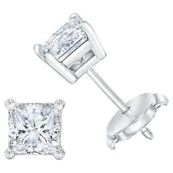 1.4 Carat Princess Cut Diamond Stud Earrings